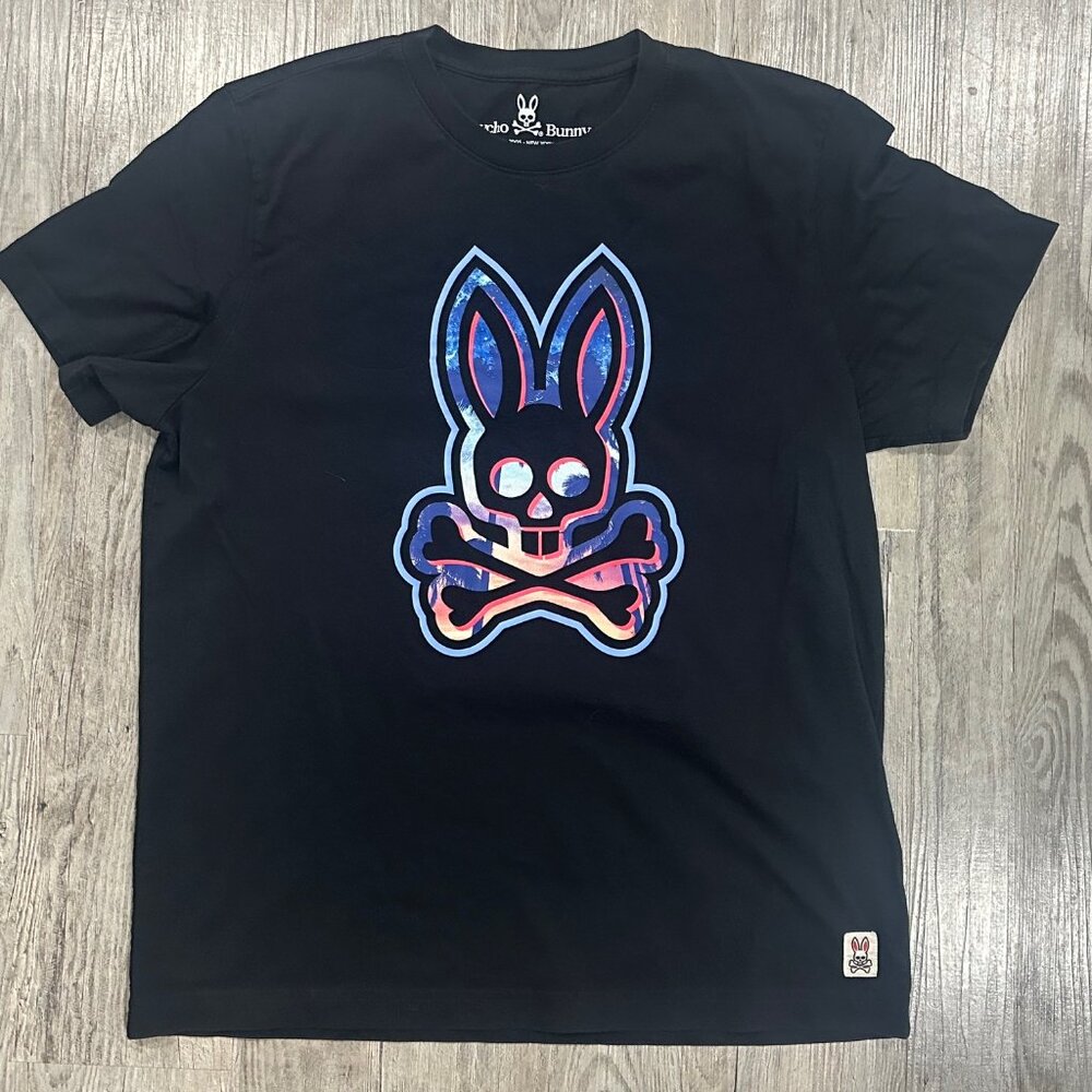 Psycho Bunny Graphic Short Sleeve T-Shirt Size 5 Medium - Black Pima Cotton